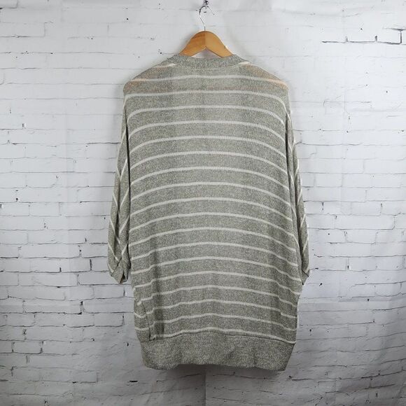 OLIVIA MOON GREEN OLIVE STRIPE BAT SLEEVE OPEN CARDIGAN SWEATER SIZE SMALL NWT - Picture 10 of 12